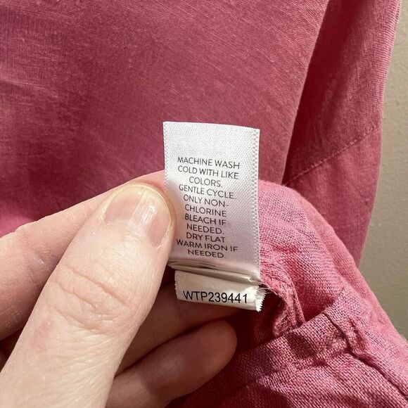 J. Jill Women’s Linen Blouse Size S Pink Ruffles Barbie Beachy Boho Breathable - Picture 5 of 9